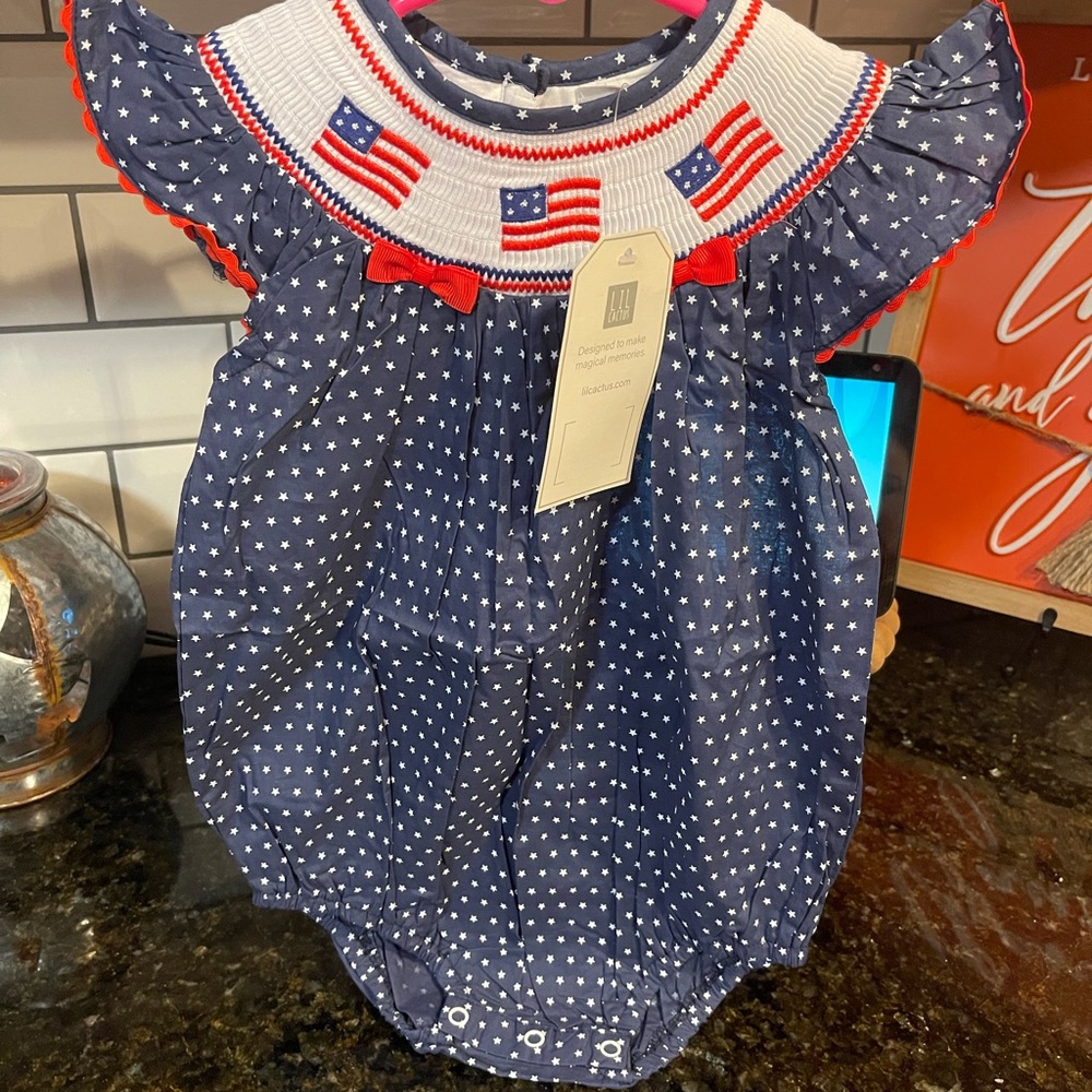 Patriotic Navy Blue Kids One Piece